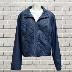 Blue Faux Leather Jacket (NWOT)